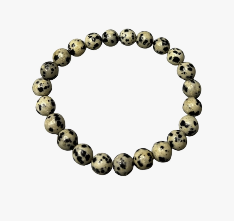 Crystal Bead Bracelet - Dalmation Jasper