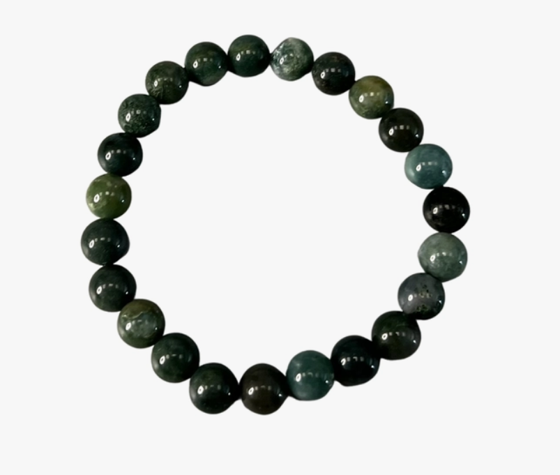 Crystal Bead Bracelet - Moss Agate