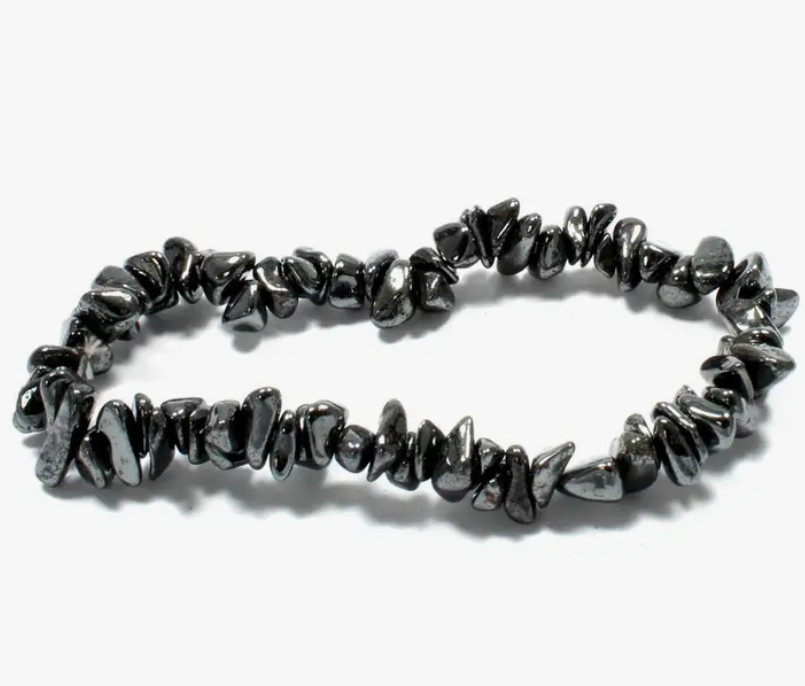 Crystal Chip Bracelet - Hematite
