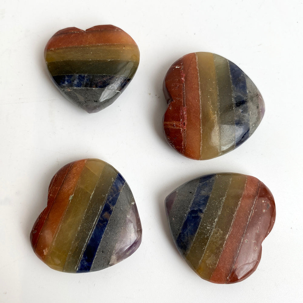 Crystal Heart - 7 Chakra Bonded (3 sizes)