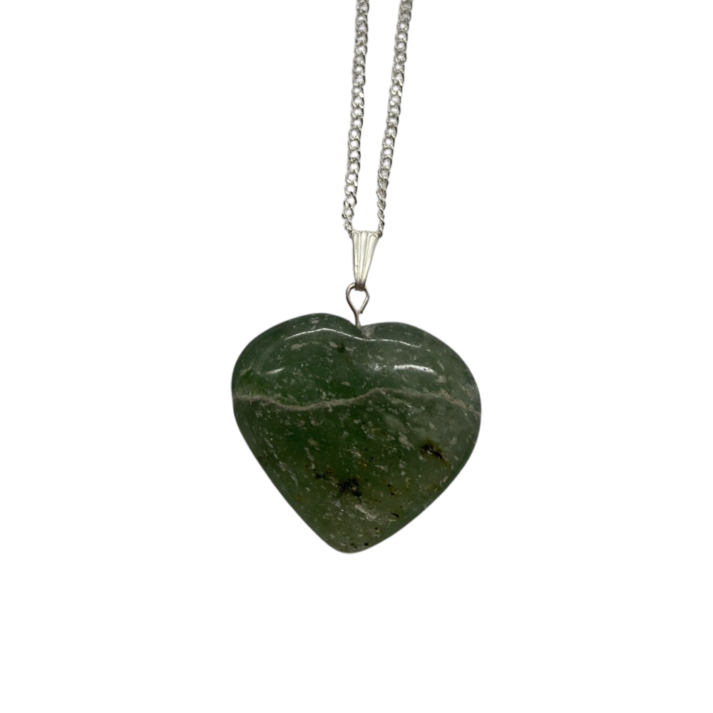 Crystal Heart Pendant - Green Aventurine