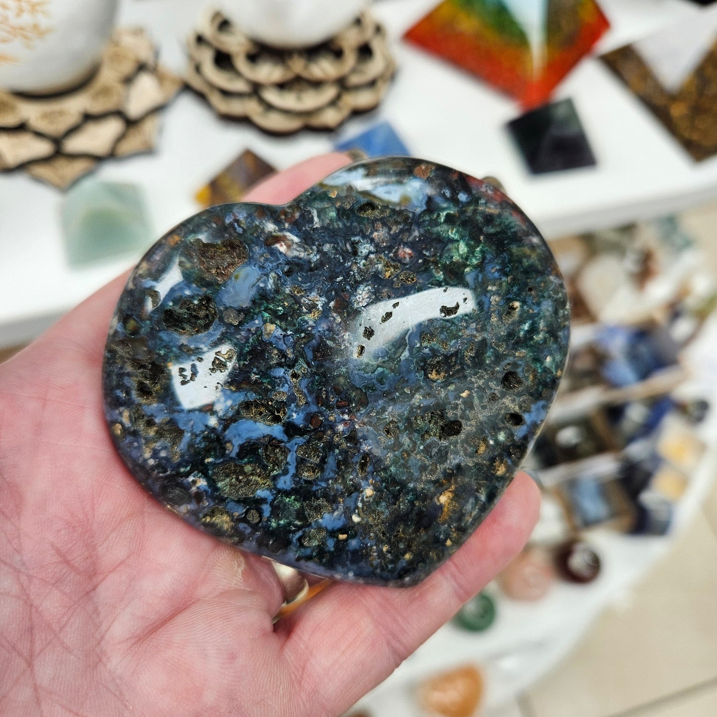 Crystal Heart - Orbicular Ocean Jasper