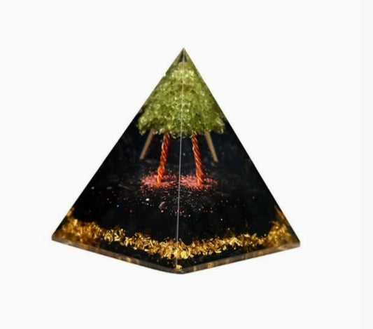 Orgone Pyramid - Black Tourmaline & Peridot Tree