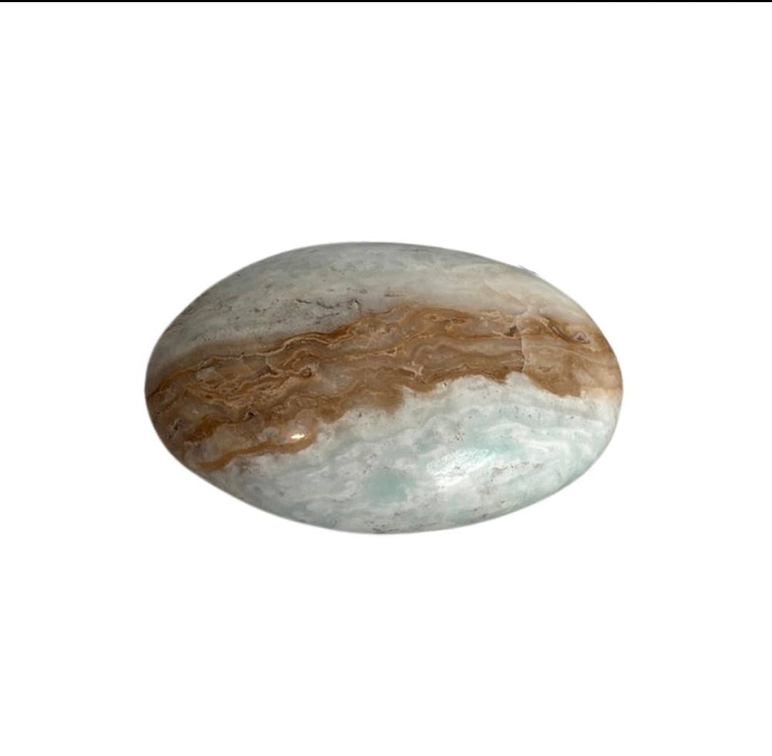 Crystal Palm Stone - Caribbean Calcite (Blue Aragonite)