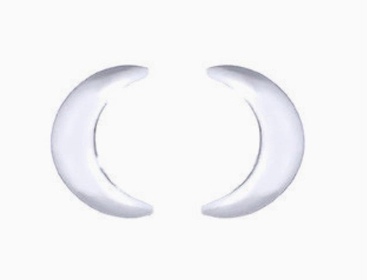 Silver Earrings - Moon Studs
