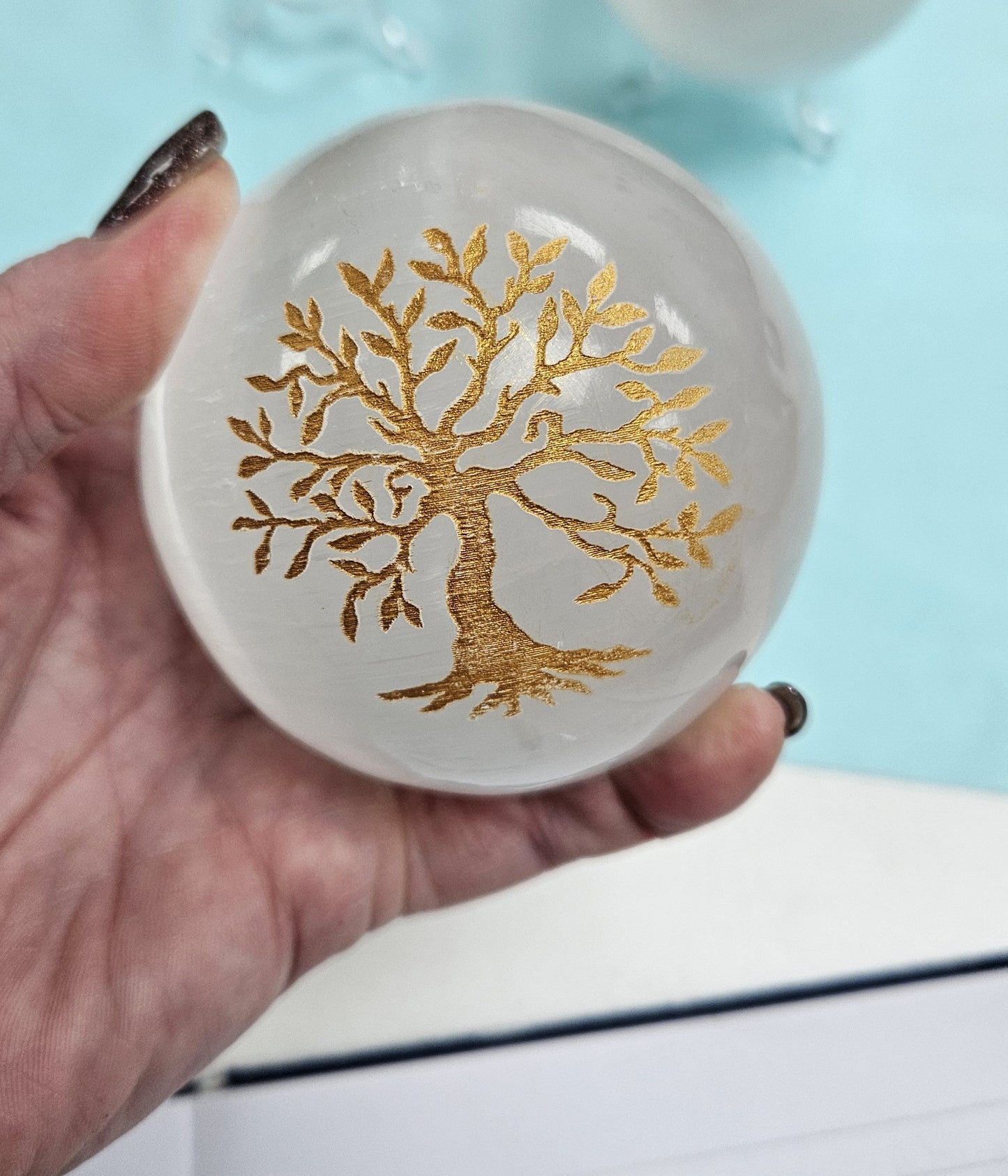 Crystal Sphere - Etched Selenite