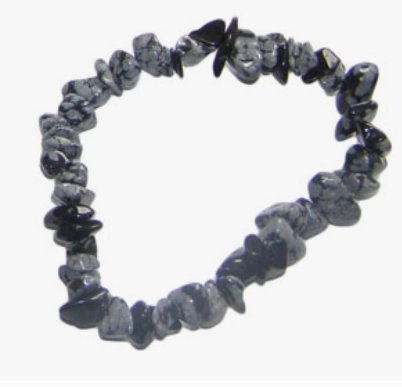 Crystal Chip Bracelet - Snowflake Obsidian