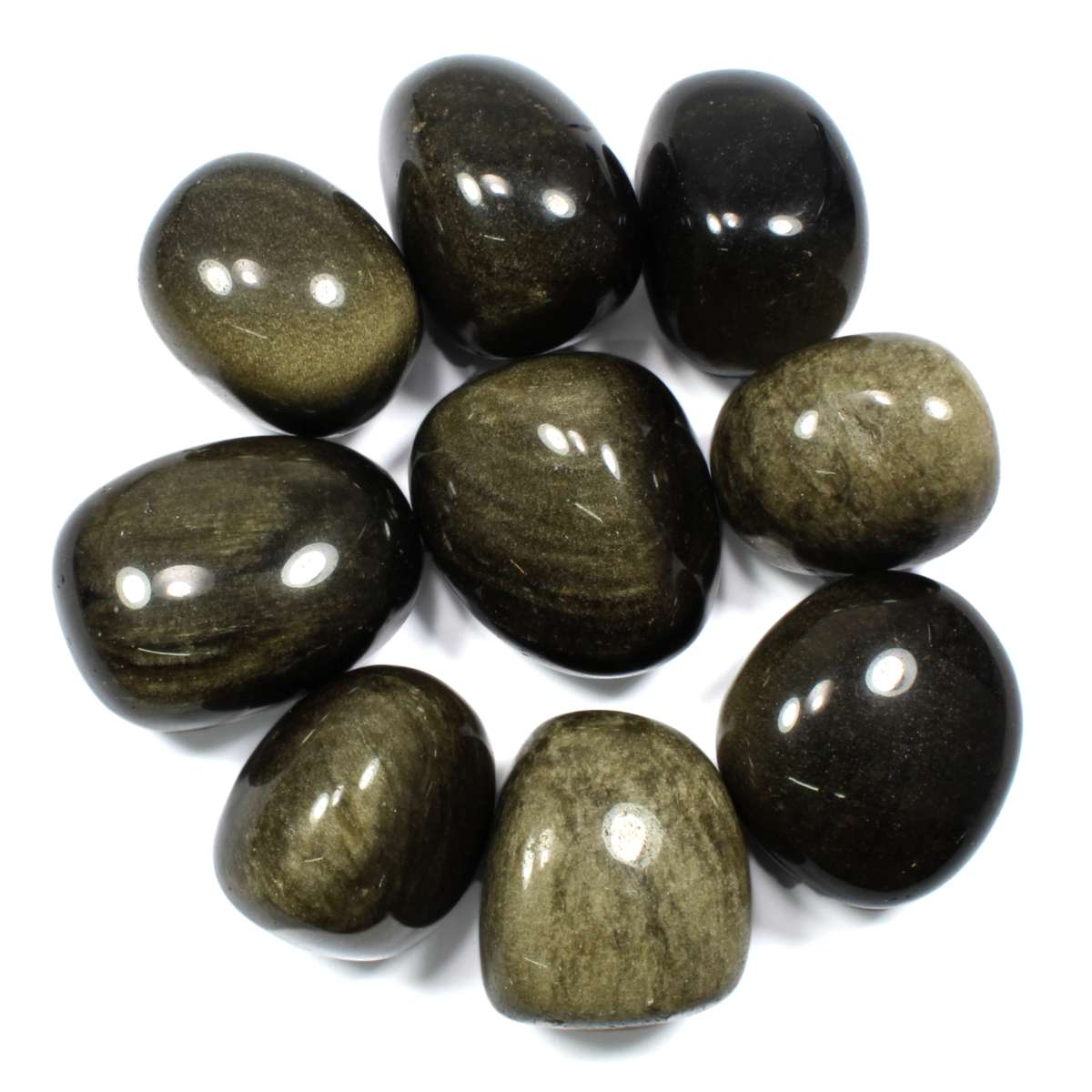 Crystals - Polished Tumble Stones - Silver Sheen Obsidian