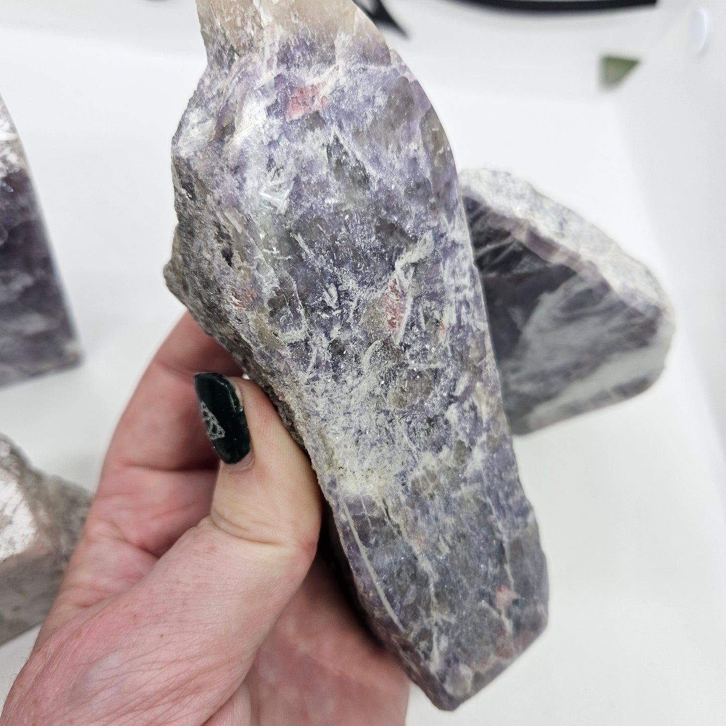 Lepidolite with Pink Tourmaline (Unicorn Stone) 1/2 Polished Slabs