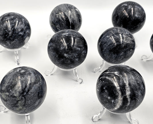 Crystal Sphere - Black Ice Marble