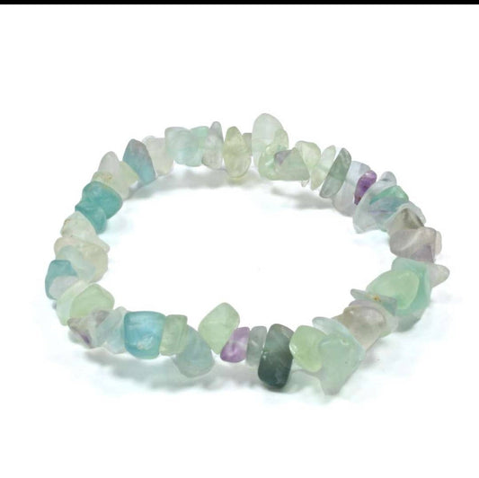 Crystal Chip Bracelet - Rainbow Flourite