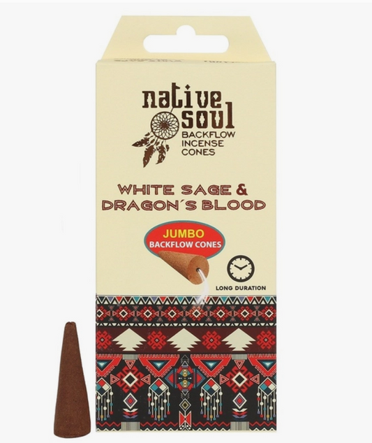 Incense Backflow Cones - (Native Soul) White Sage & Dragons Blood