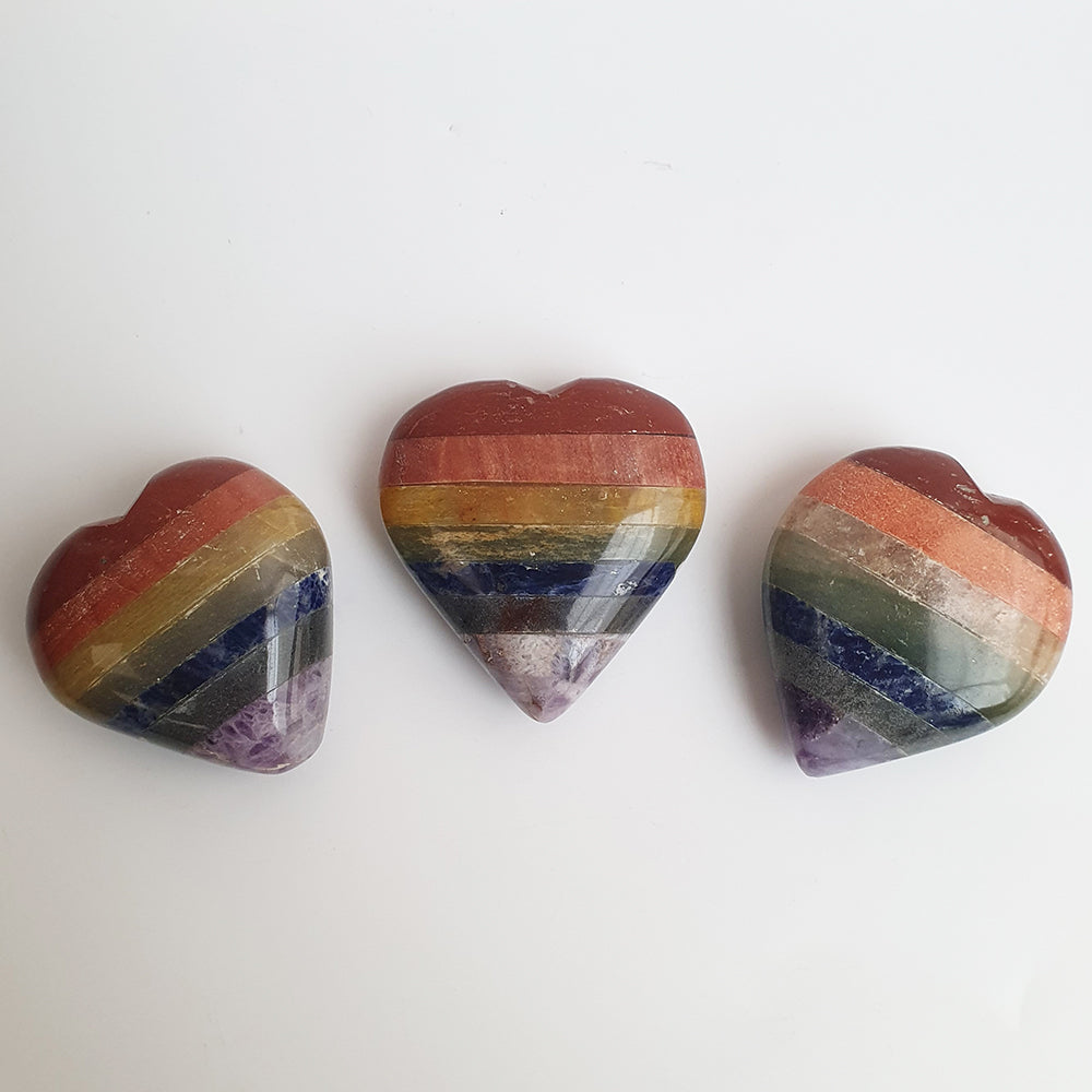 Crystal Heart - 7 Chakra Bonded (3 sizes)