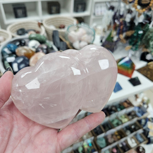 Crystal Double Heart - Rose Quartz