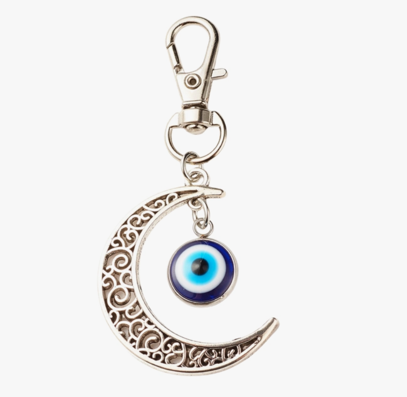 Keyring - Evil Eye & Crescent Moon