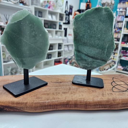 Crystals - Half Polished Green Aventurine on stand