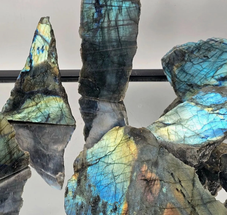 Half Polished Labradorite Slab