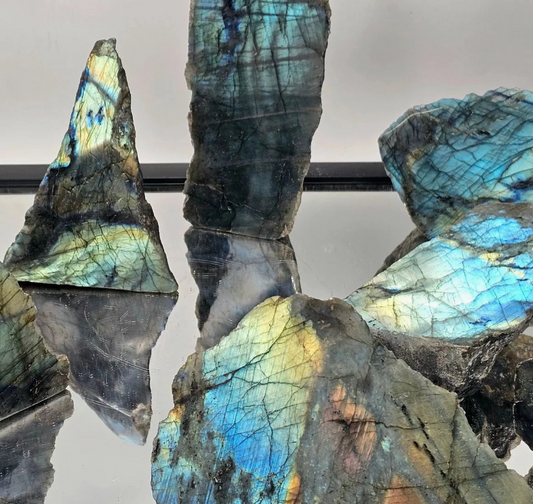 Half Polished Labradorite Slab