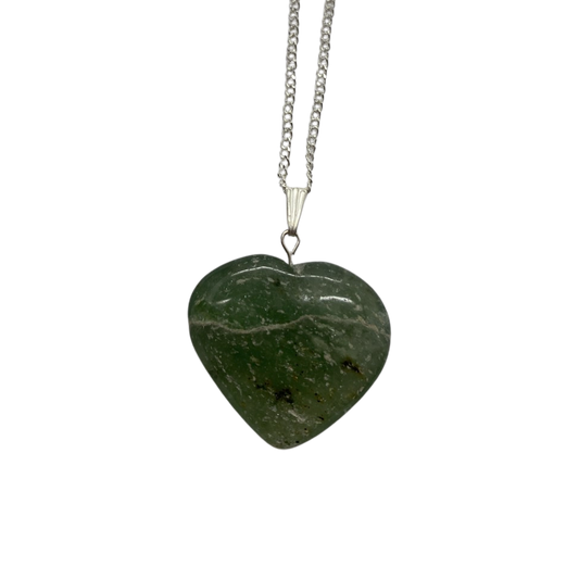 Crystal Heart Pendant - Green Aventurine