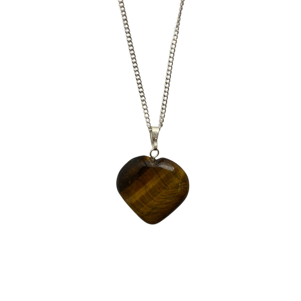 Crystal Heart Pendant - Tigers Eye