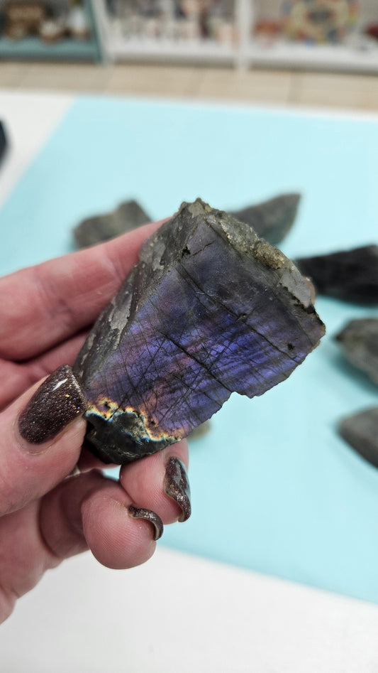 Labradorite Slices - Purple/Sunset (1/2 polished)
