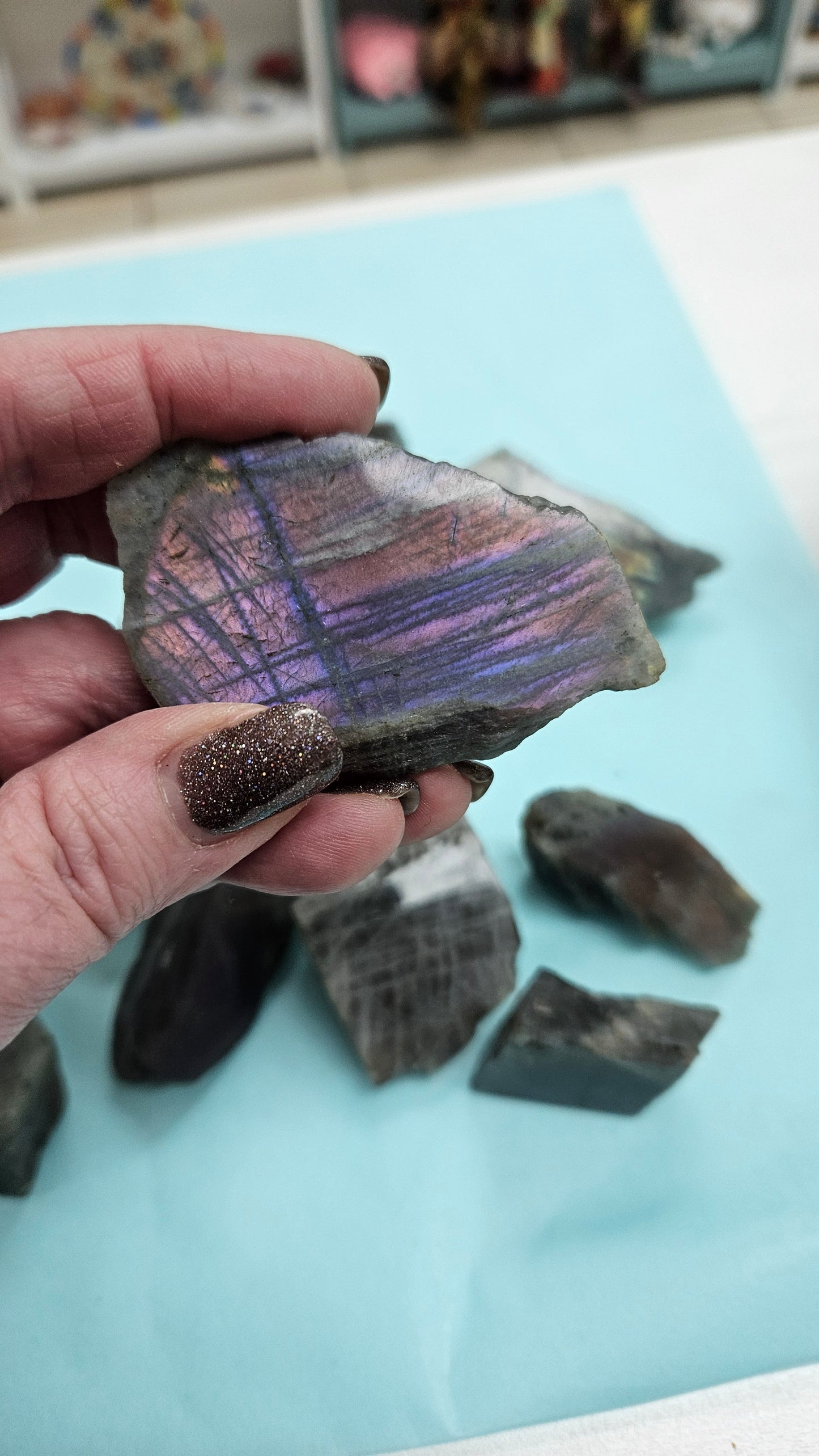Labradorite Slices - Purple/Sunset (1/2 polished)
