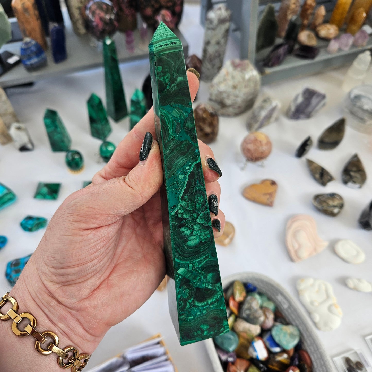 Crystal Tower - Malachite (Hand Crafted Hollow)
