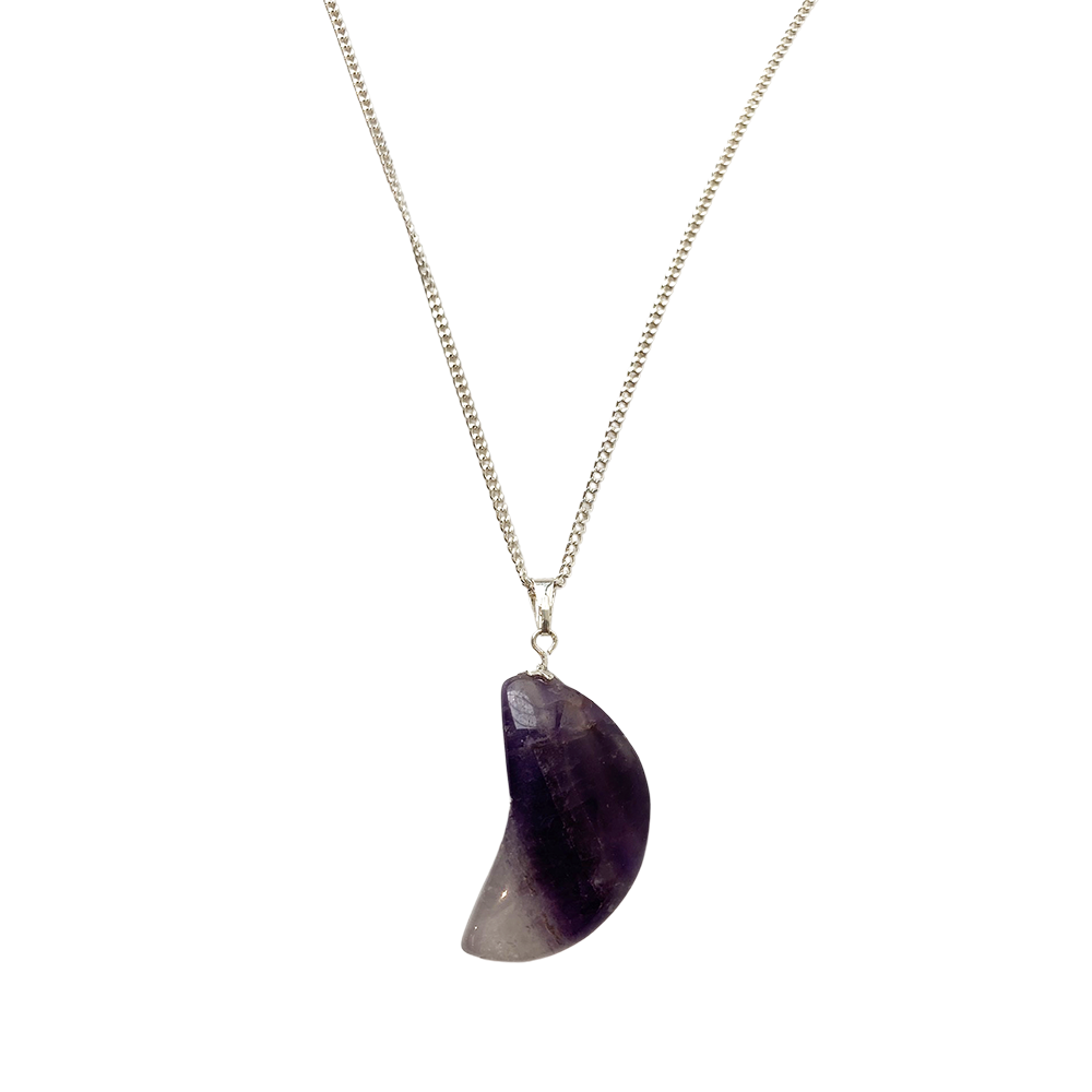 Crystals - Crescent Moon Pendant - Amethyst