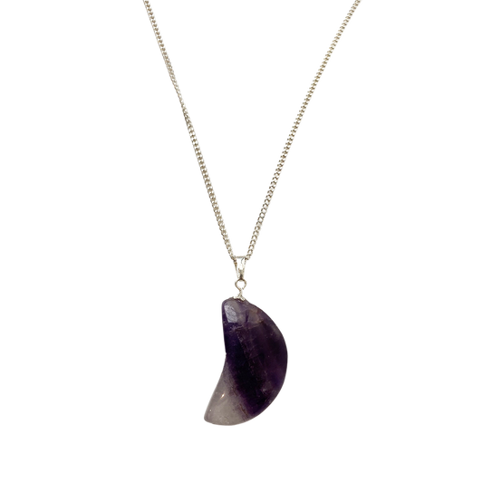 Crystals - Crescent Moon Pendant - Amethyst
