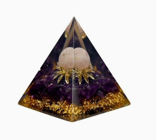 Orgone Pyramid - Amethyst & Lotus Flower