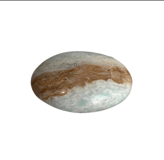 Crystal Palm Stone - Caribbean Calcite (Blue Aragonite)