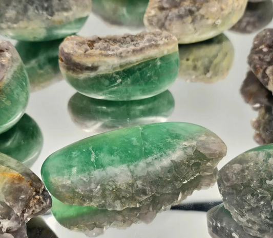 Half Polished Rainbow Fluorite Slabs