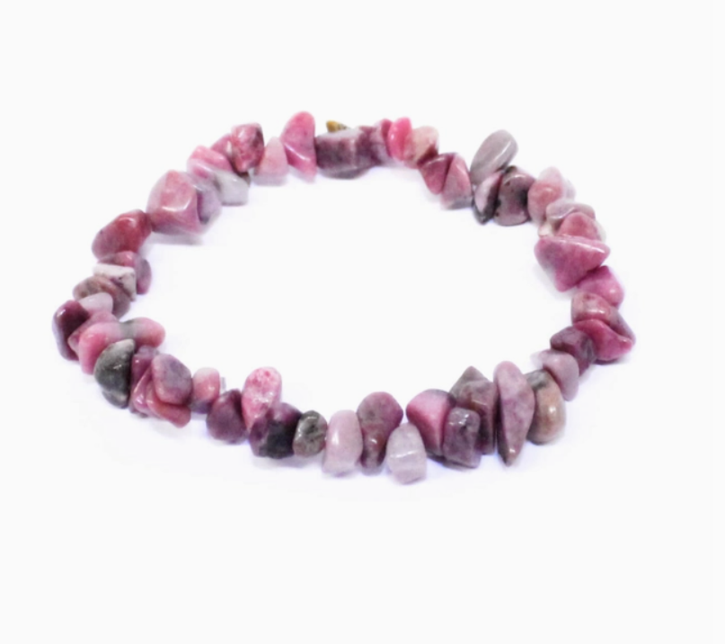 Crystal Chip Bracelet - Rhodonite