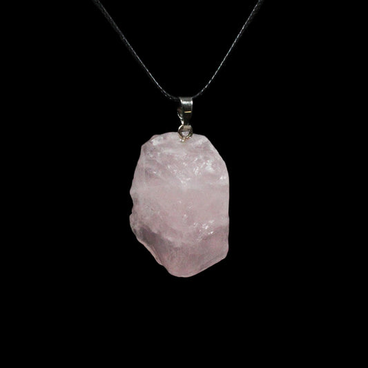 Crystal Pendant - Rough Cut Rose Quartz (Boxed)