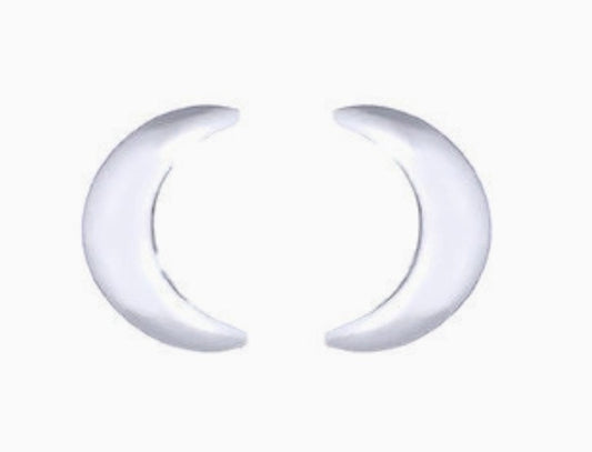 Silver Earrings - Moon Studs