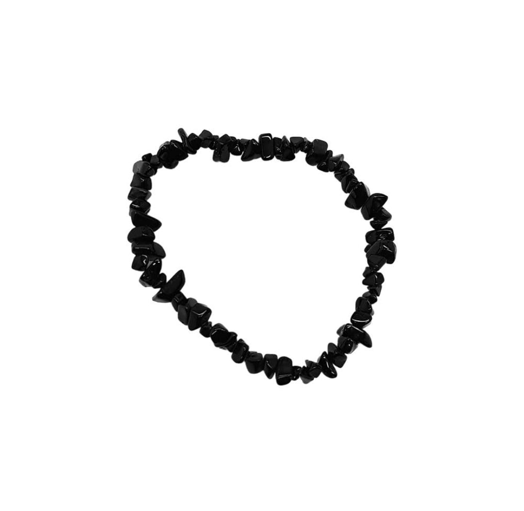 Crystal Chip Bracelet - Black Obsidian