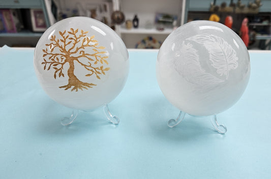 Crystal Sphere - Etched Selenite