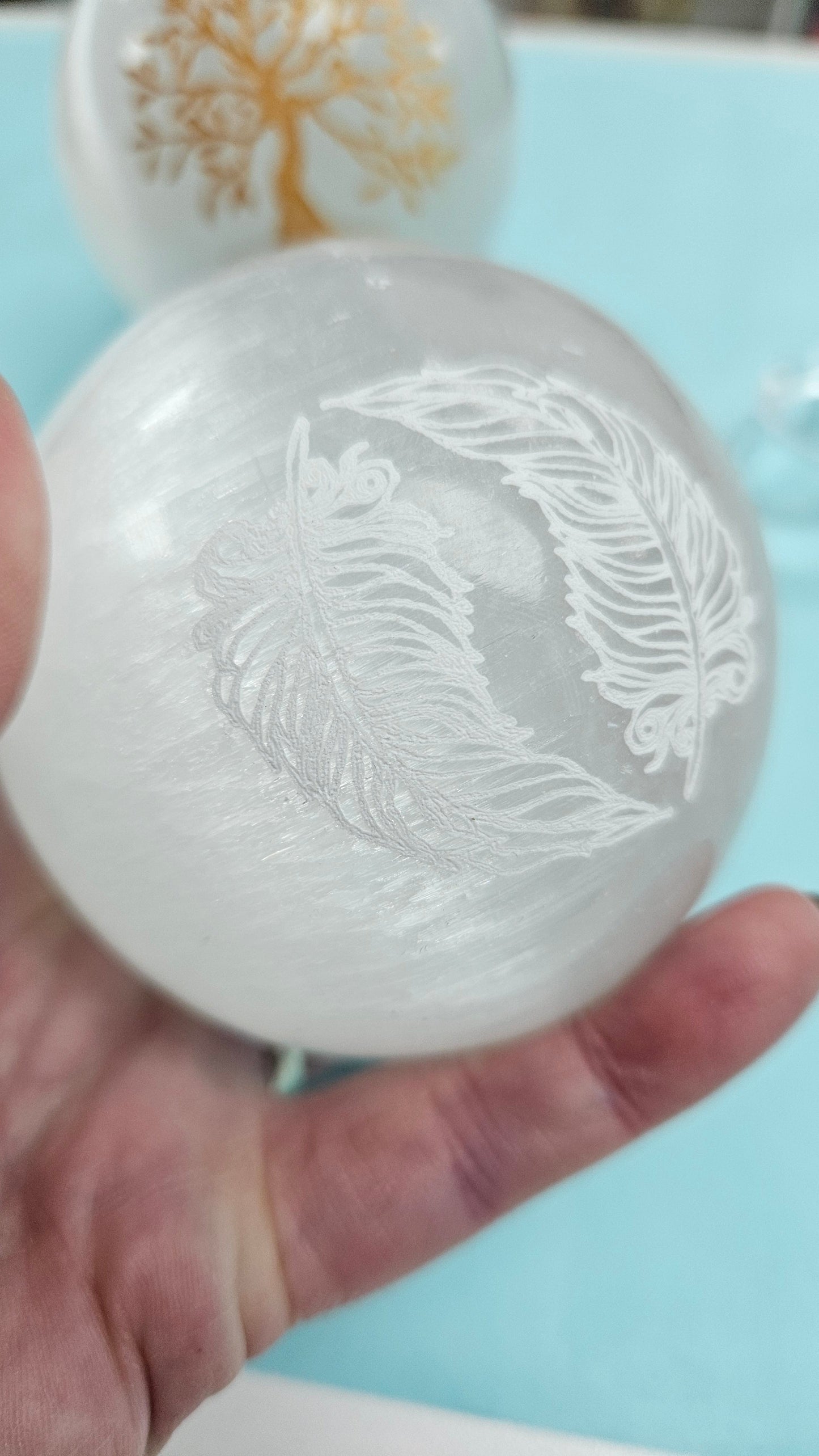 Crystal Sphere - Etched Selenite