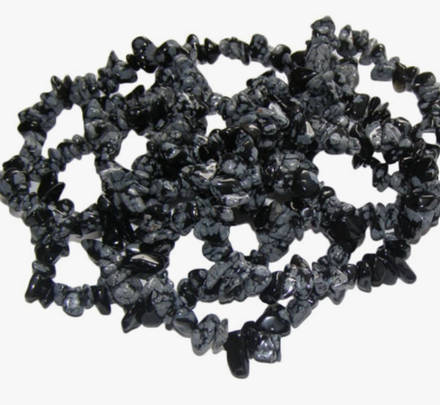 Crystal Chip Bracelet - Snowflake Obsidian
