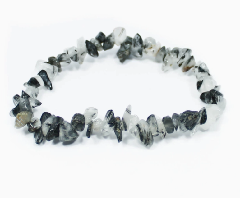 Crystal Chip Bracelet - Tourmalinated Quartz