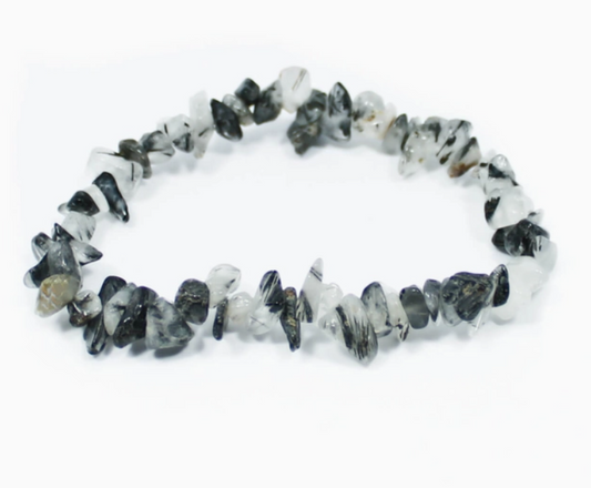 Crystal Chip Bracelet - Tourmalinated Quartz