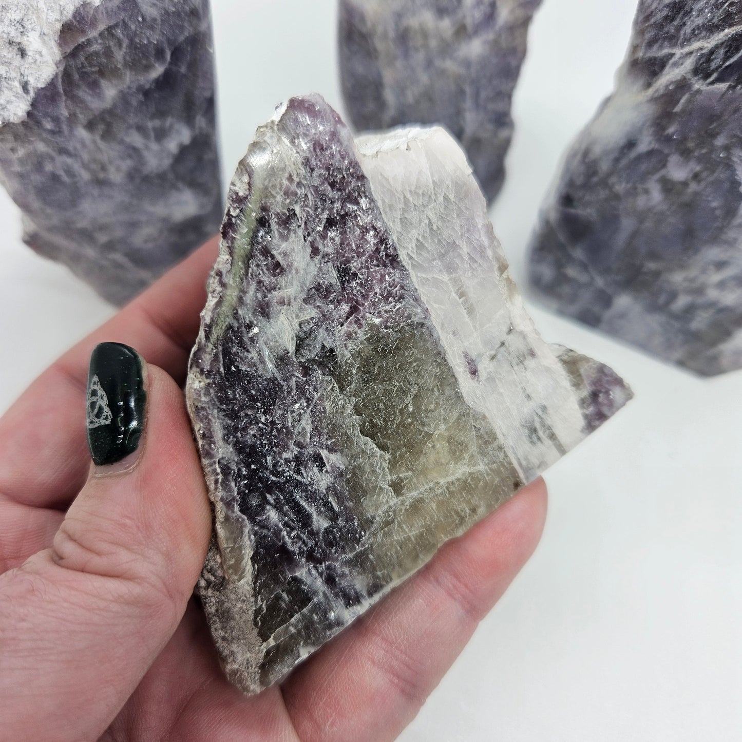 Lepidolite with Pink Tourmaline (Unicorn Stone) 1/2 Polished Slabs