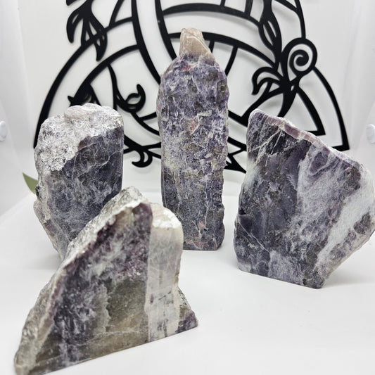 Lepidolite with Pink Tourmaline (Unicorn Stone) 1/2 Polished Slabs
